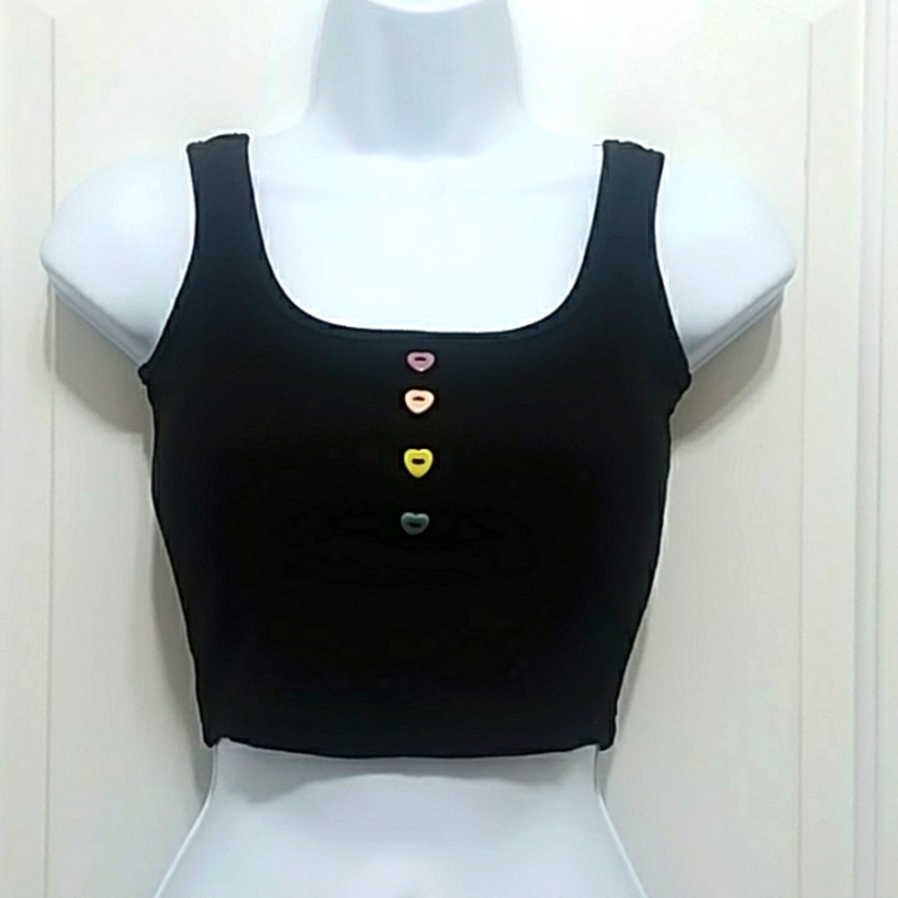 *5/$20* Zaful Black Crop Top & Heart Buttons
